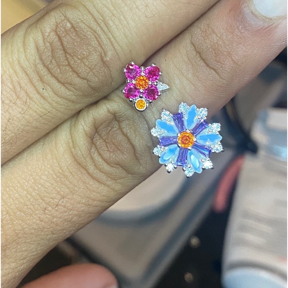 S925 unique designer multi-gems open end ring - Picture 6 of 12